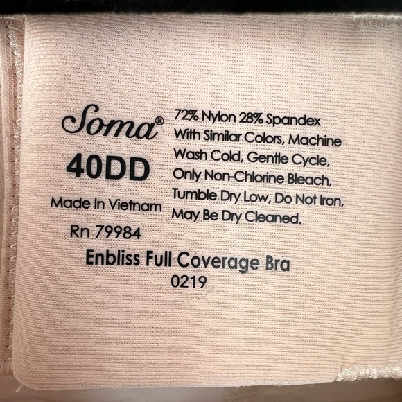 NWT Soma Enbliss Full Coverage Lined Underwire Bra 40 DD Light Nude #0455 - Picture 6 of 11